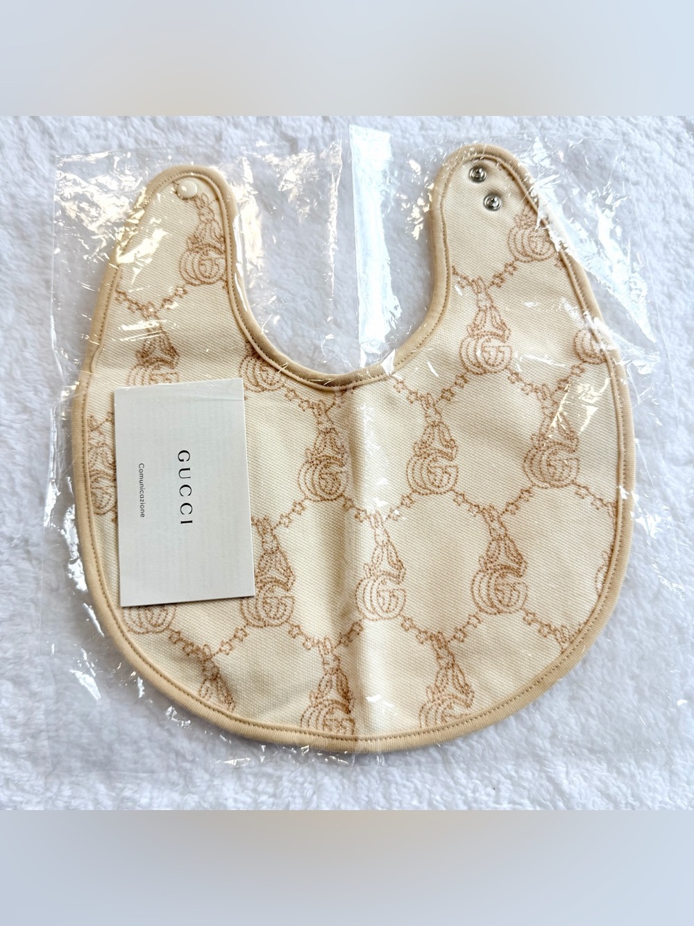 RARE NEW Gucci Peter Rabbit Bib Gift Beige Unisex Baby Girl Boy Infant Tops